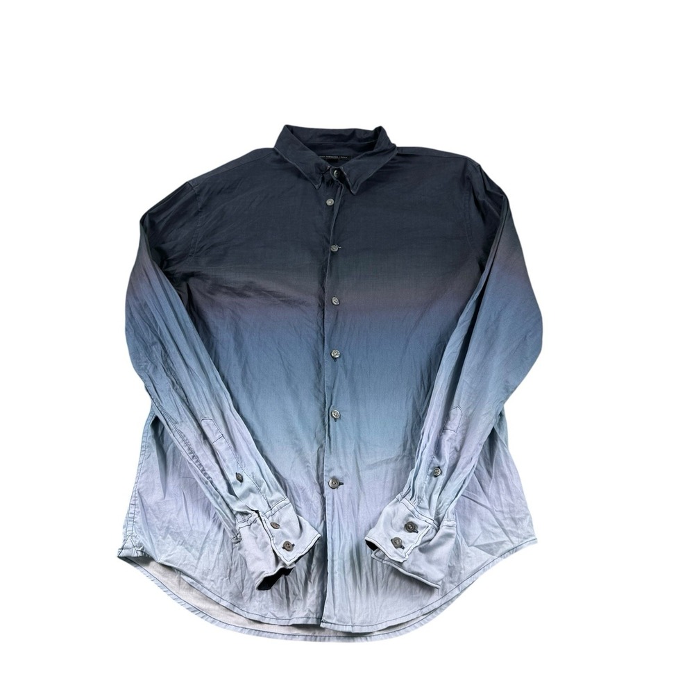 John Varvatos USA Blue Ombre Cotton LS Button Front Shirt Small W164R4B